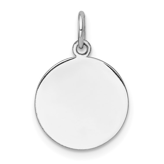 14k White Gold Plain .035 Gauge Round Engravable Disc Charm