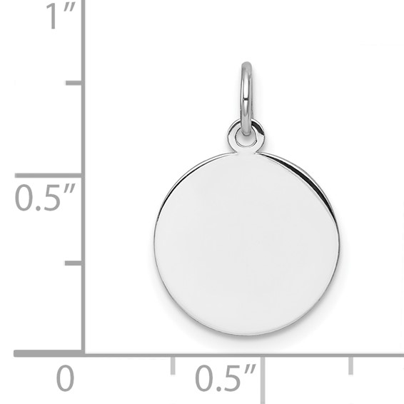 14k White Gold Plain .035 Gauge Round Engravable Disc Charm