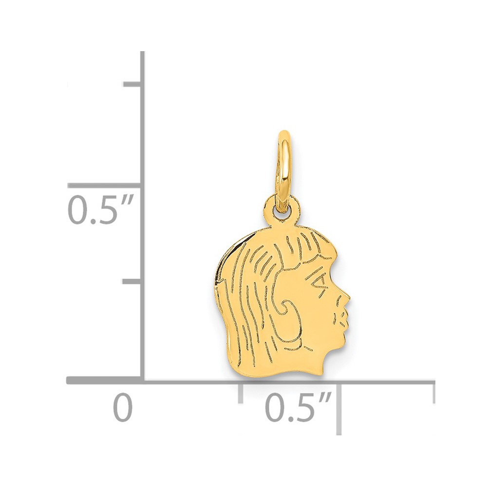 14k .013 Depth Engravable Girl Head Charm (XM89/13)