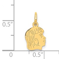 14K Yellow Gold .018 Depth Engravable Girl Head Charm view 2