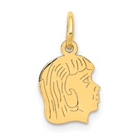 14K Yellow Gold .018 Depth Engravable Girl Head Charm view 1