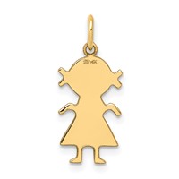 14K Yellow Gold .011 Depth Engravable Girl Charm view 3