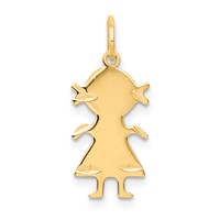 14K Yellow Gold .011 Depth Engravable Girl Charm view 1