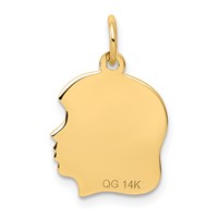 14K Yellow Gold .013 Depth Engravable Girl Head Charm view 4