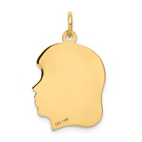 14K Yellow Gold.013 Depth Engravable Girl Head Charm view 4