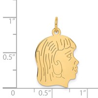14K Yellow Gold.013 Depth Engravable Girl Head Charm view 3