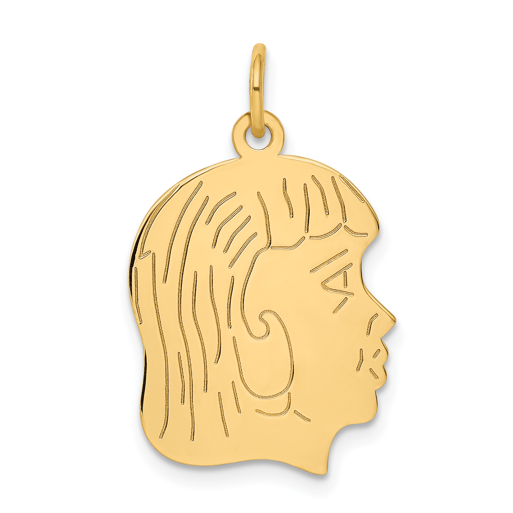 14k .013 Depth Engravable Girl Head Charm (XM97/13)