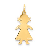 14K Yellow Gold .018 Depth Engravable Girl Charm view 1