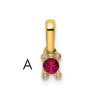 14K Family Jewelry Synthetic Stone & Diamond Set Pendant view 1