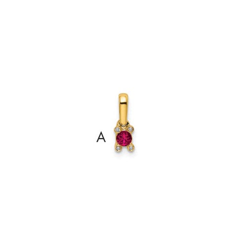 14K Yellow Gold Family Jewelry Diamond Semi-Set Pendant