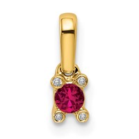 14K Family Jewelry Synthetic Stone & Diamond Set Pendant view 2