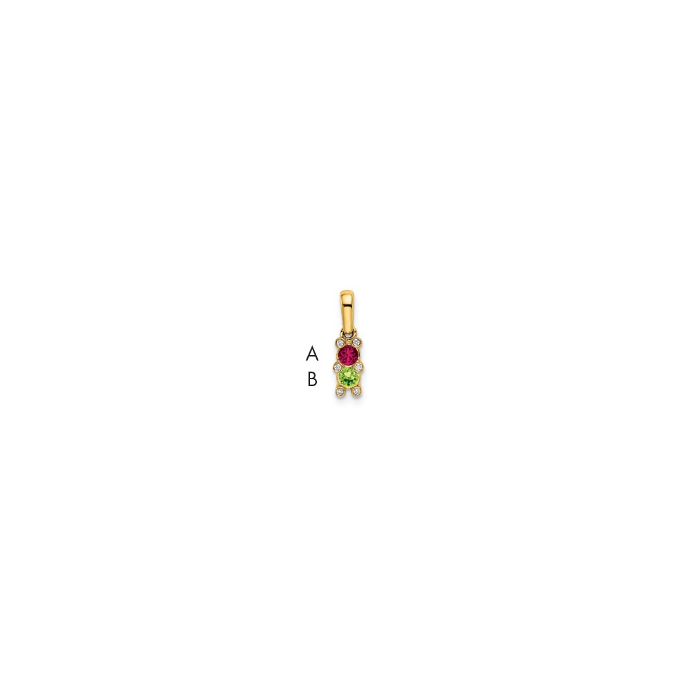 14K Yellow Gold Family Jewelry Synthetic Stone & Diamond Set Pendant