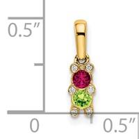 14K Yellow Gold Family Jewelry Synthetic Stone & Diamond Set Pendant view 5