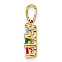 14K Yellow Gold Family Jewelry Geniune Stone & Diamond Set Pendant view 2