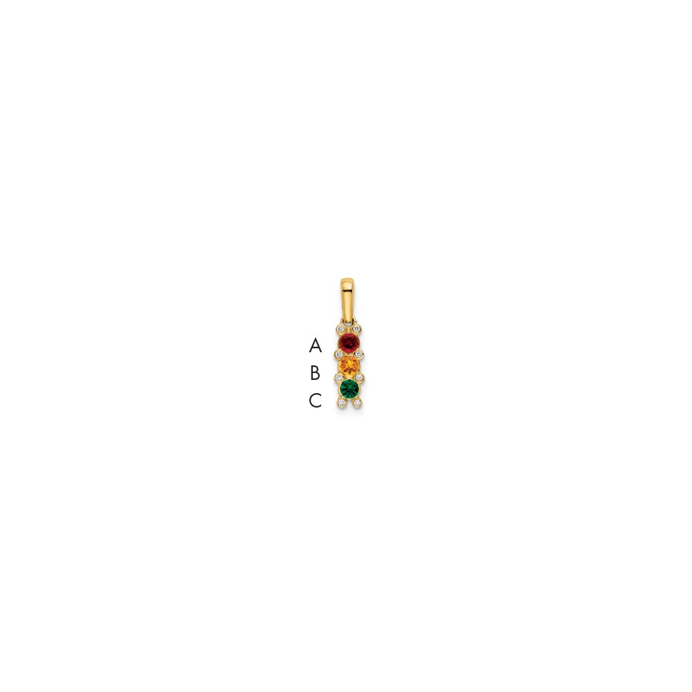 14K Yellow Gold Family Jewelry Geniune Stone & Diamond Set Pendant