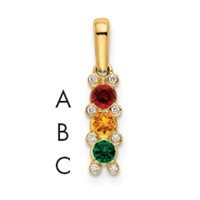 14K Yellow Gold Family Jewelry Geniune Stone & Diamond Set Pendant view 1