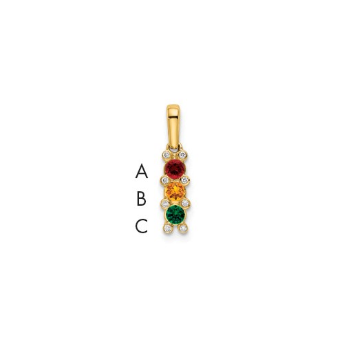14K Yellow Gold Family Jewelry Diamond Semi-Set Pendant