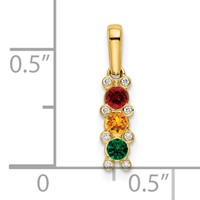 14K Yellow Gold Family Jewelry Geniune Stone & Diamond Set Pendant view 5