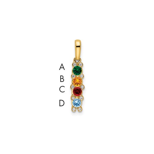 14K Yellow Gold Family Jewelry Diamond Semi-Set Pendant