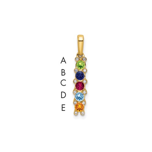 14K Yellow Gold Family Jewelry Diamond Semi-Set Pendant