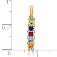 14K Yellow Gold Family Jewelry Geniune Stone & Diamond Set Pendant view 5