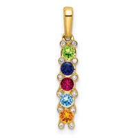 14K Yellow Gold Family Jewelry Geniune Stone & Diamond Set Pendant view 2