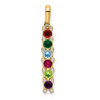14K Yellow Gold Family Jewelry Diamond Semi-Set Pendant view 2