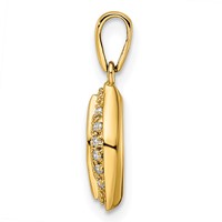 14K Yellow Gold Family Jewelry Genuine Stone & Diamond Set Pendant view 3