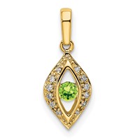 14K Yellow Gold Family Jewelry Genuine Stone & Diamond Set Pendant view 2