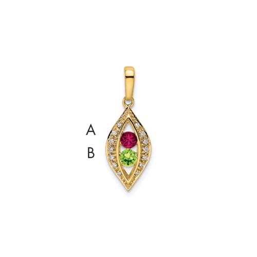14K Yellow Gold Family Jewelry Diamond Semi-Set Pendant