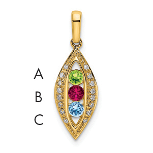 14K Family Jewelry Diamond Semi-Set Pendant (XMP32/3)