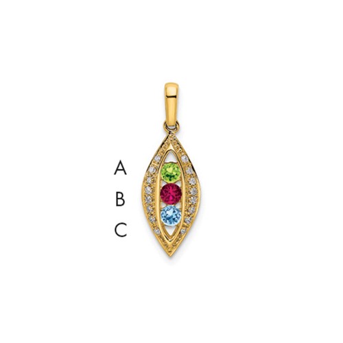 14K Yellow Gold Family Jewelry Diamond Semi-Set Pendant