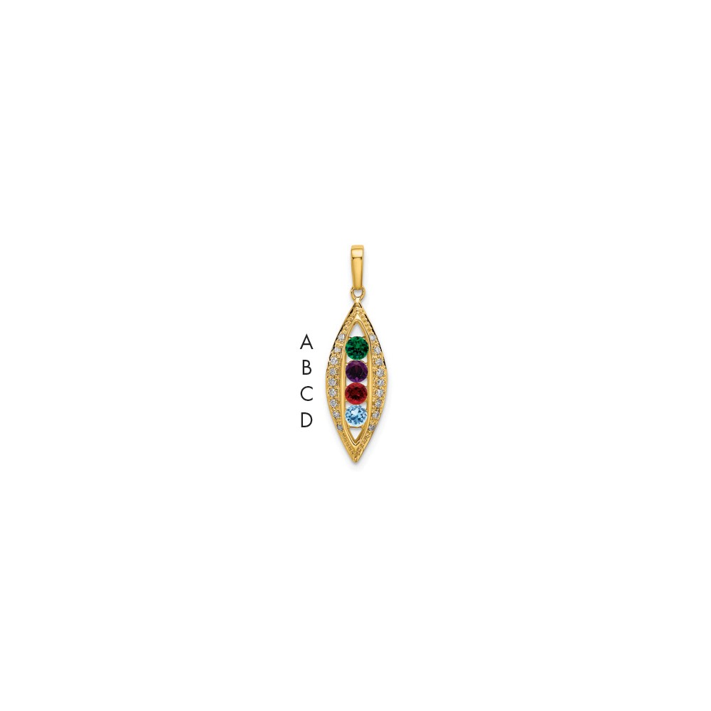 14K Yellow Gold Family Jewelry Diamond Semi-Set Pendant