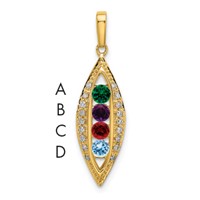 14K Yellow Gold Family Jewelry Diamond Semi-Set Pendant view 1
