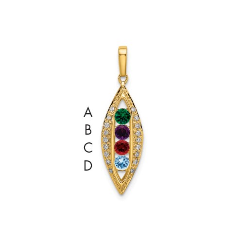 14K Yellow Gold Family Jewelry Diamond Semi-Set Pendant
