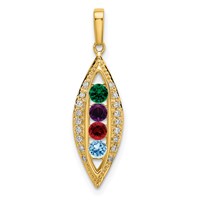 14K Yellow Gold Family Jewelry Diamond Semi-Set Pendant view 2