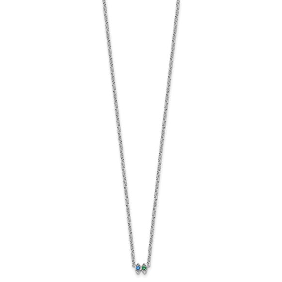 14k White Gold 2 Birthstone Necklace Mounting