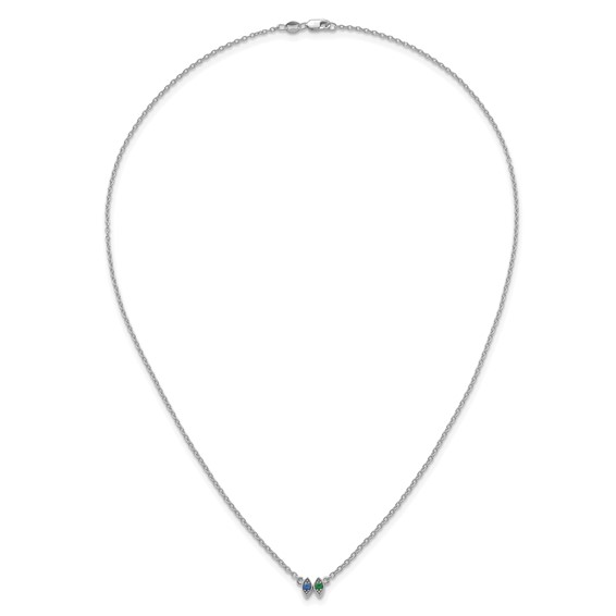 14k White Gold 2 Birthstone Necklace Mounting