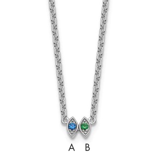 14k White Gold 2 Birthstone Necklace Mounting