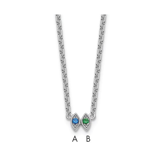 14k White Gold 2 Birthstone Necklace Mounting