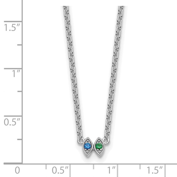 14k White Gold 2 Birthstone Necklace Mounting