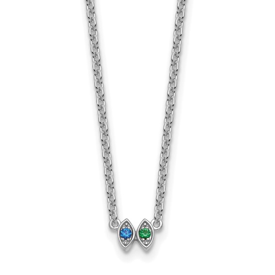14k White Gold 2 Birthstone Necklace Mounting