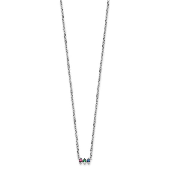 14k White Gold 3 Birthstone Mother's Necklace Mounting