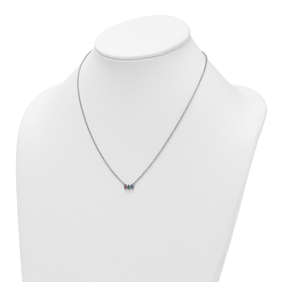 14k White Gold 3 Birthstone Mother's Necklace Mounting
