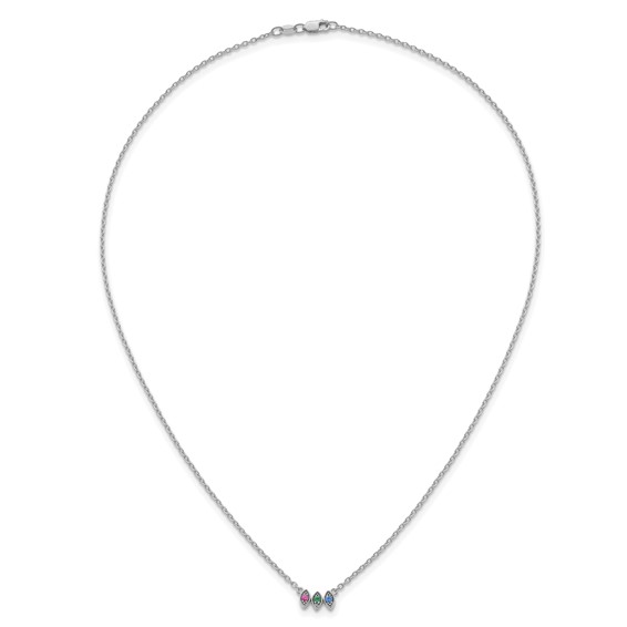 14k White Gold 3 Birthstone Mother's Necklace Mounting
