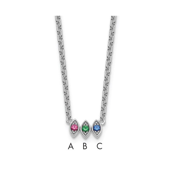 14k White Gold 3 Birthstone Mother's Necklace Mounting