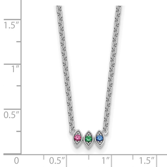 14k White Gold 3 Birthstone Mother's Necklace Mounting