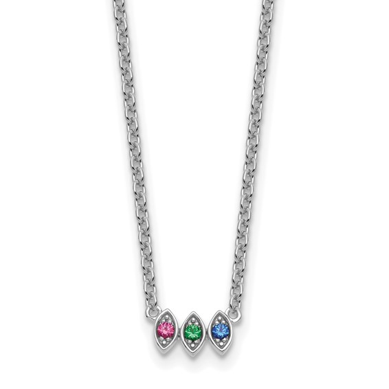 14k White Gold 3 Birthstone Mother's Necklace Mounting