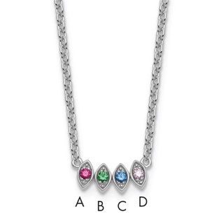 14k White Gold 4 Birthstone Mother's Necklace Mounting