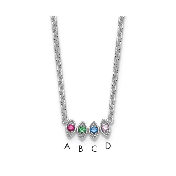 14k White Gold 4 Birthstone Mother's Necklace Mounting